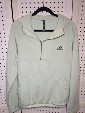adidas Green 1/4-Zip Pullover Hoodie Golf Anorak Med